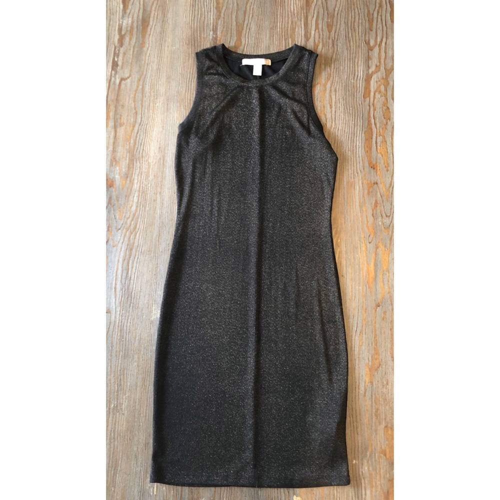 Black shiny bodycon dress